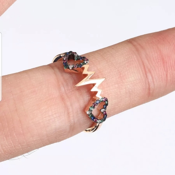 Kharma By Avelon Jewelry Two Gemstone Hearts One Gold Heartbeat Ring 85 Poshmark